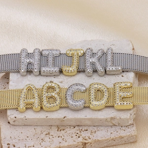 Dainty mesh bracelets with sparkling crystal initial letters in gold and silver finish