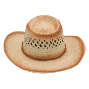 Vintage western hollow-out straw cowboy hat with chin strap for summer beach travel