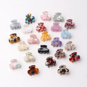 Collection of 3cm tortoiseshell and marble acetate hair claws for half-up hairstyles