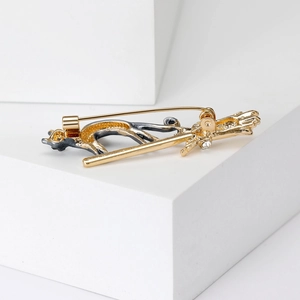 Fashionable golden leopard on branch brooch with rhinestones and enamel finish