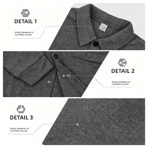Mens dark grey fleece-lined shirt jacket with metal snap buttons and knit texture details