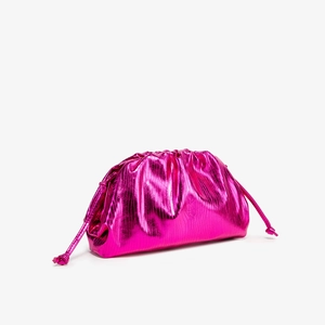 Metallic Rose Red Cloud Bag Pleated PU Leather Fashion Clutch Shoulder Crossbody Bag For Women