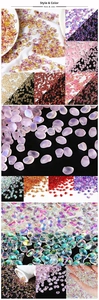 Macro view of tulip petal glass beads in various colors for DIY handmade jewelry