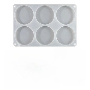 6-cavity round silicone coaster mold for epoxy resin DIY craft casting on white background