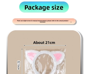 Detail showing plush cat ears headband dimensions of 21cm width and 16cm height