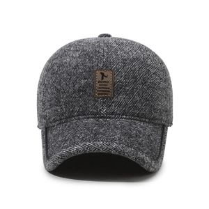 Deep grey winter baseball cap for men with fleece lining and ear flaps for warmth