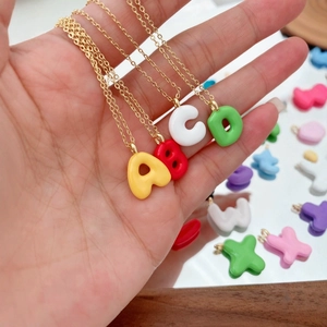 Alphabet Anhänger Halskette Bunte Buchstaben Kupfer 18K Vergoldet Emaille Minimalistisch INS Stil Für Damen