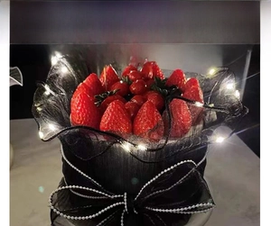 Detail of 4cm pearl edged tulle ribbon used for elegant cake decoration and flower bouquets