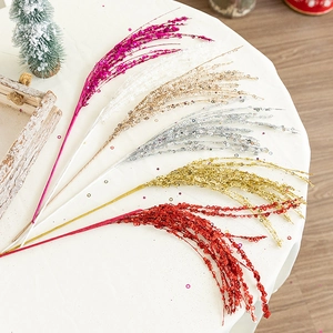 Christmas Glitter Branches Sprays Plastic Sequin Willow Branch For Tree DIY Vase Filler Party Home Decor Shiny