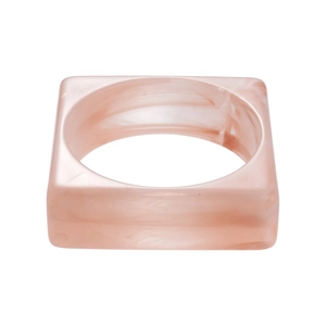 Pink marble acrylic geometric bangle featuring a unique square outer and round inner design
