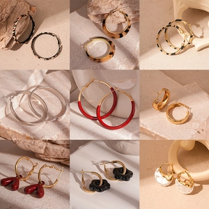 Chic winter geometric leather and metal hoop earrings collection for women in various styles