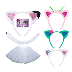 Cute Cat Ears Plush Headband Animal Headwear For Kids Halloween Party Cosplay Girls Fabric Hair Accessories For Daily Wash