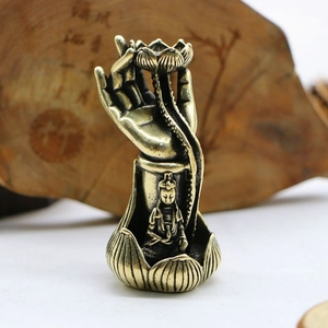 Backflow Incense Burner Buddha Hand Lotus Flower Holder Brass Antique Zen Desktop Decor Meditation Ornamental