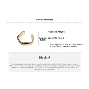 Specifiche dettagliate delle dimensioni del bracciale rigido ondulato in acrilico dorato