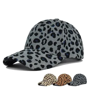 Leopard Print Corduroy Baseball Cap Vintage Adjustable Curved Visor Sun Hat For Men Women Streetwear Fashion
