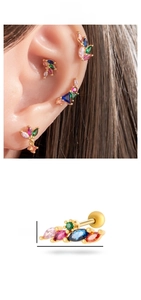 Détail des boucles d'oreilles marquise en zircon coloré 11,5x4mm avec fermoir à vis