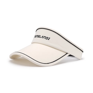 Chic beige sun visor hat with black contrast trim and ice silk fabric for UV protection