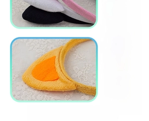 Detail view of plush cat ear headbands with soft sponge filling and fluffy texture