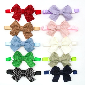 Set of 10 colorful solid pet bow ties with adjustable white buckles for cats and dogs