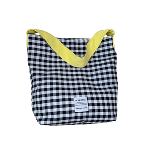 Sac fourre-tout à carreaux style japonais avec bandoulière jaune pour enfants