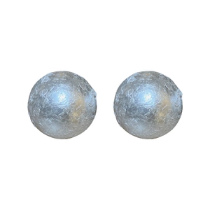 Elegant French vintage silver pearl earrings with irregular wrinkled texture in silver finish