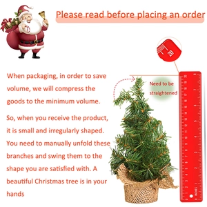 Detailed dimension guide for the 20cm mini Christmas tree with a burlap base