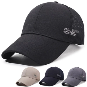 Mesh Baseball Cap Long Brim Breathable Cotton Polyester Trucker Hat Sun Protection Outdoor Adjustable Unisex Classic Embroidery