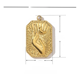 Pendentif rectangulaire en acier inoxydable doré lune mesurant 20mm sur 12mm