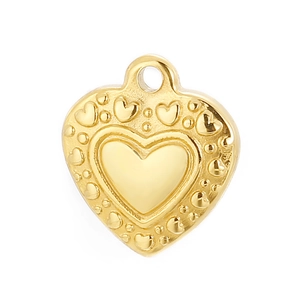 Polished golden heart pendant with textured border for DIY jewelry making