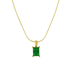 Collana con pendente in zircone verde smeraldo rettangolare placcata in oro 18k