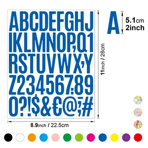 2 inch colorful uppercase alphabet and number sticker set for DIY laptop decoration
