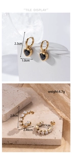 Detailed size and weight specs for gold heart pendant and C-shaped earrings
