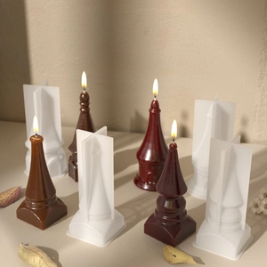 DIY silicone mold for geometric castle candles and ring holders with handmade results