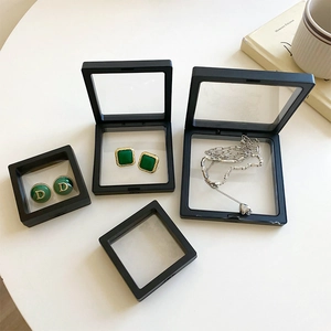 Black PE film floating jewelry display boxes for earrings and necklace storage