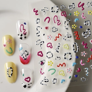 Adesivi per unghie 3D in rilievo con gelatine colorate e disegni pop graffiti vivaci