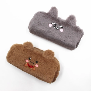 Cute plush animal pencil cases in rabbit and bear shapes with soft embroidery