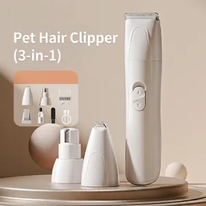 Kit Cortapelos Eléctrico Multifuncional Para Mascotas Bajo Ruido Recargable USB Para Perros Gatos ABS Acero Inoxidable