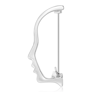 Artistic abstract silver face brooch with sleek metallic finish for coats and suits