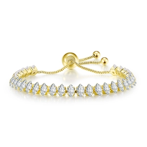 Detail showing adjustable slider clasp and gold marquise-cut crystal tennis bracelet