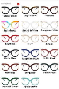 Cuadrícula detallada de 17 colores para monturas de gafas de ojo de gato anti-luz azul