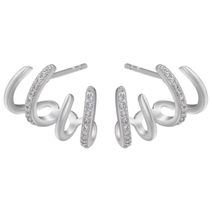 Eleganti orecchini a lobo multi-cerchio in argento da donna con micro-pave di zirconi