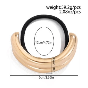 Top view showing gold metal hair clip dimensions and weight for sizing details