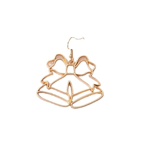 Boucles d'oreilles cloche à nœud doré pour Noël avec design creux et crochets