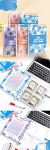 Detailed 100 day money saving challenge binder with clear pockets and trackers