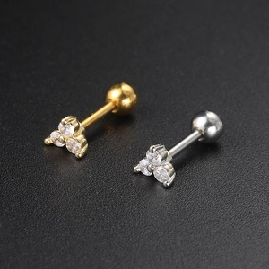 Zirkonia-Ohrstecker mit Schraubverschluss in Gold und Silber für Knorpel-Piercings