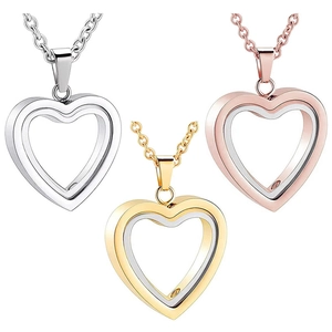 Stainless Steel Heart Cremation Urn Necklace Memorial Ashes Keepsake Pendant For Pet Human Memorial Jewelry With O-Chain
