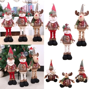 Group of telescopic Christmas plush toys including Santa Claus Snowman and Reindeer