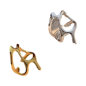 Minimalist irregular geometric liquid style gold and silver stainless steel rings for women