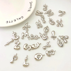 Polished silver balloon bubble initial alphabet pendants for customizable necklaces