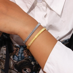 Vertical textured open cuff bracelet in gold and silver finish for women's jewelry